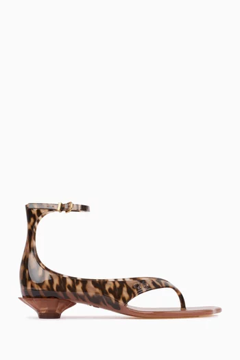 Jelly Animal-print Thong Kitten Sandals in TPU