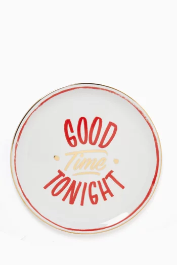 طبق بيتزا مزين بعبارة Good Time بورسلين