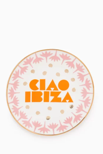 طبق صغير مزين بعبارة Ciao Ibiza بورسلين