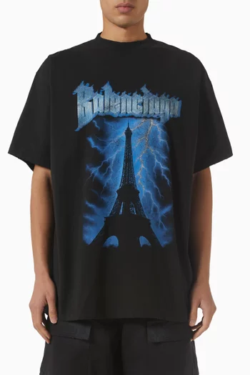 Paris Thunderstorm Oversized T-shirt in Dry Jersey