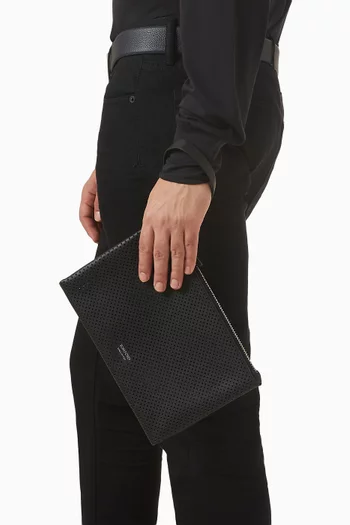 Flat Pouch in Perforated Leather