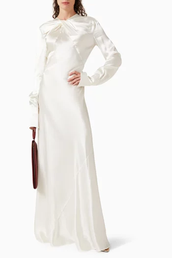 Gathered-neck Dress in Viscose Blend
