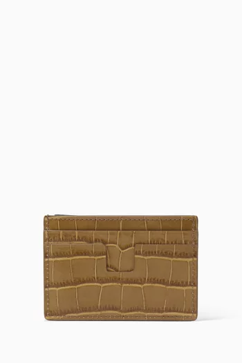 Classic Card Holder in Croc-embossed Leather