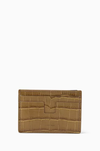Classic Card Holder in Croc-embossed Leather