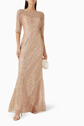 Art Deco Embellished Gown in Tulle