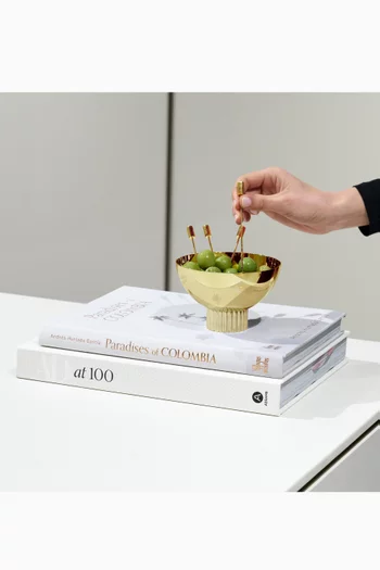 Striations Nut Bowl & Cocktail Picks Gift Set