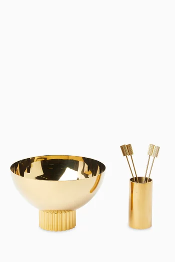 Striations Nut Bowl & Cocktail Picks Gift Set