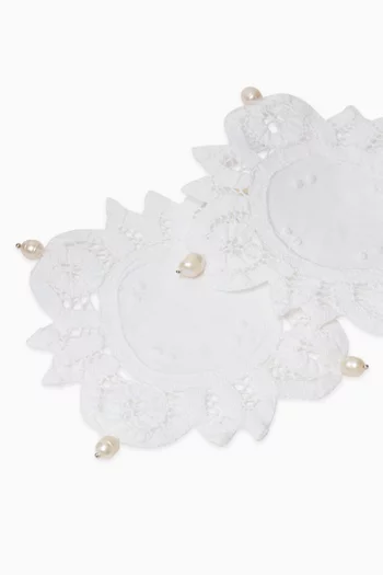 Embroidered Pearl Coasters in Lace, Set of 2