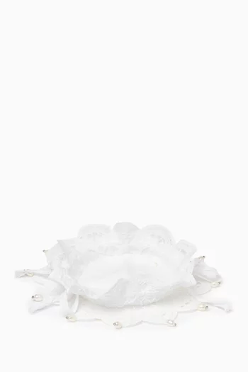 Embroidered Pearl Basket in Lace