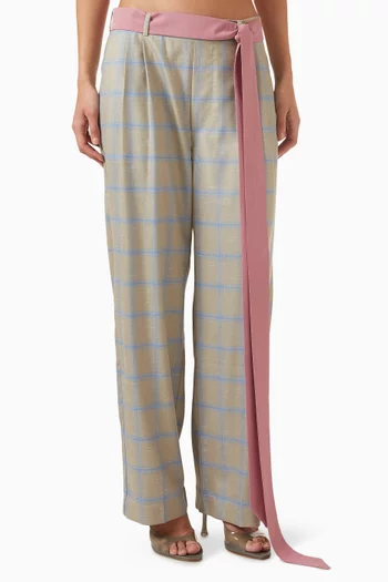 Belted Plaid Pants