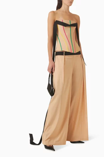 Belted Wide-leg Pants in Tulle