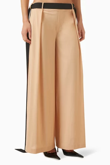 Belted Wide-leg Pants in Tulle