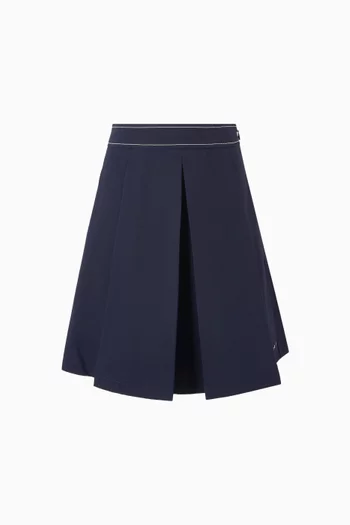Pleated Logo Skirt in Cotton