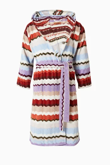 Wave Hooded Bathrobe in Terry Cotton