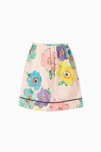 Flower-print Skirt in Cotton