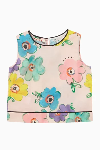 Flower-print Top in Cotton