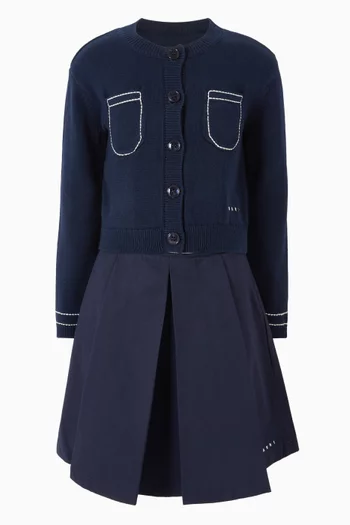 Contrast Stitching Cardigan in Cotton