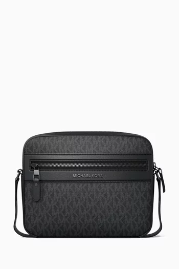 Jet Set Signature Logo Crossbody Bag in Leather
