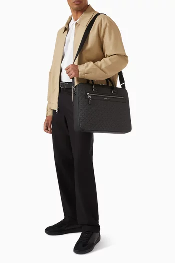 Jet Set Signature Logo Briefcase in Canvas & Leather
