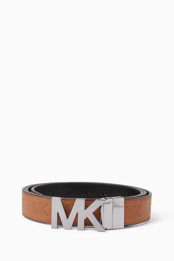 Reversible Logo-embossed Belt in Leather