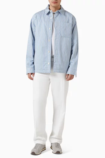 Striped Padded Shirt Jacket in Cotton