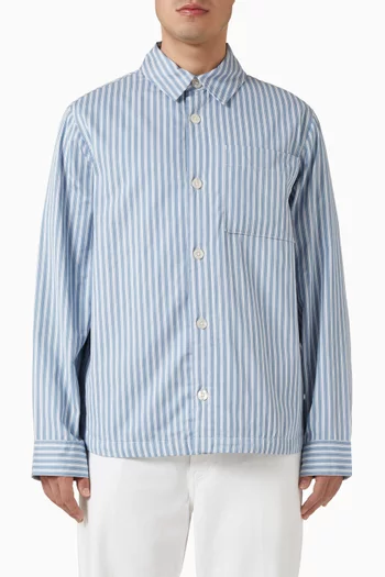 Striped Padded Shirt Jacket in Cotton