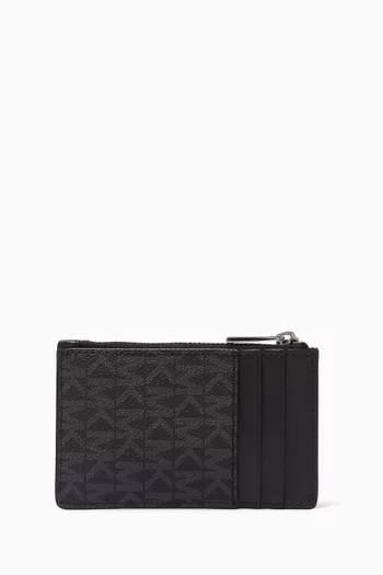 Hudson Zip Card Case in Signature Logo Canvas