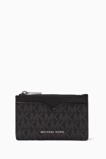 Hudson Zip Card Case in Signature Logo Canvas