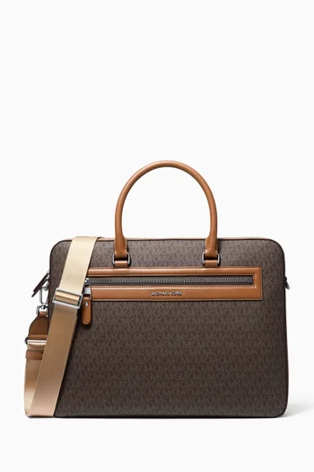 Jet Set Signature Logo Briefcase in Canvas & Leather