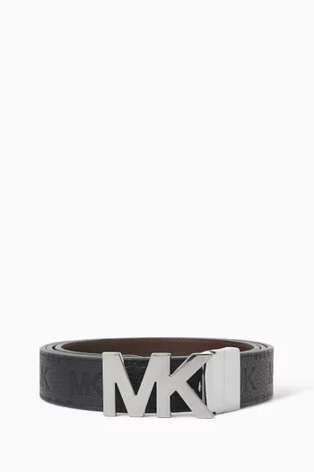 Reversible Logo-embossed Belt in Leather