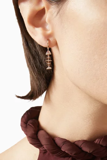 Wishbone Hoop Drop Single Earring in 18kt Rose Gold