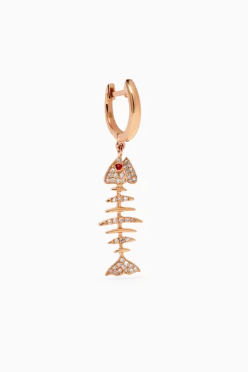 Wishbone Hoop Drop Single Earring in 18kt Rose Gold