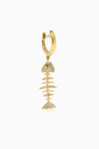 Wishbone Hoop Drop Single Earring in 18kt Yellow Gold