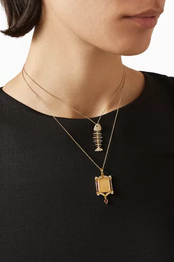 Wishbone Diamond Pendant Necklace in 18kt Yellow Gold