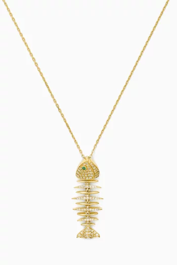Wishbone Diamond Pendant Necklace in 18kt Yellow Gold