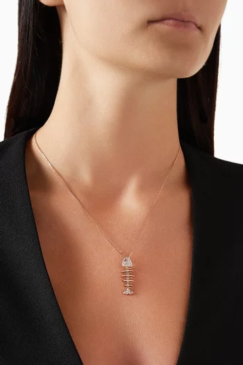 Wishbone Diamond Pendant Necklace in 18kt Rose Gold