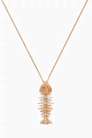 Wishbone Diamond Pendant Necklace in 18kt Rose Gold