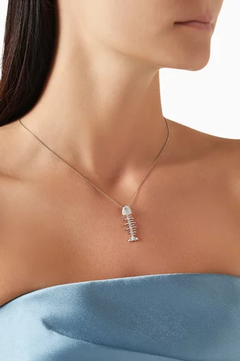 Wishbone Diamond Pendant Necklace in 18kt White Gold