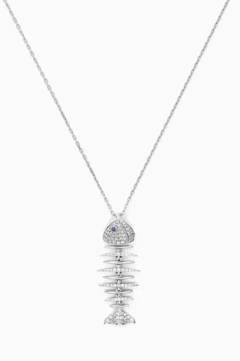 Wishbone Diamond Pendant Necklace in 18kt White Gold