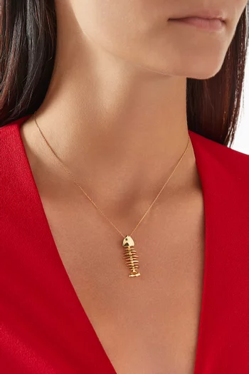 Small Wishbone Pendant Necklace in 18kt Gold