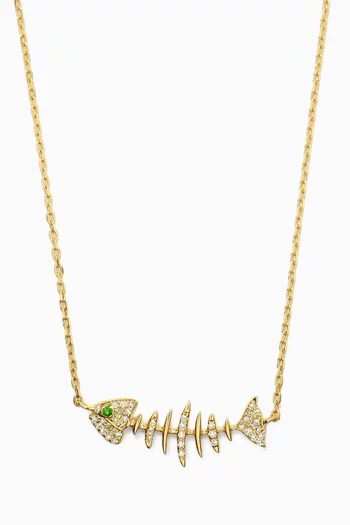 Baby Wishbone Diamond Necklace in 18kt Gold