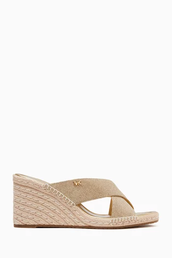 Kenzie 100 Wedge Sandals in Glitter Mesh