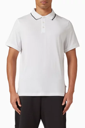 Logo Trim  Polo Shirt in Cotton Jersey