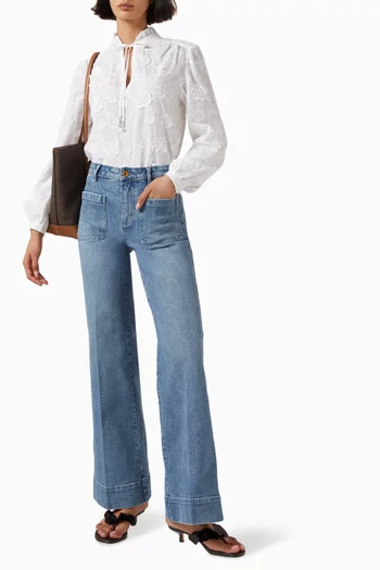 Floral-embroidered Top in Cotton