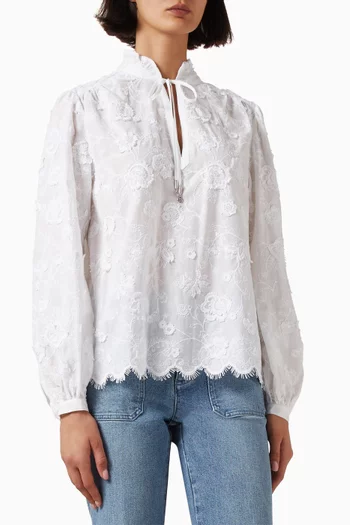 Floral-embroidered Top in Cotton