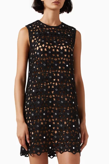 Embellished Crochet Mini Dress
