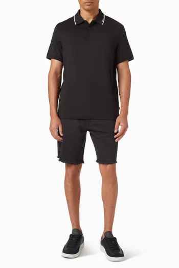 Logo Trim  Polo Shirt in Cotton Jersey
