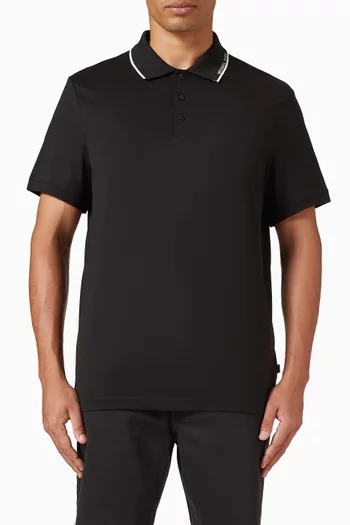 Logo Trim  Polo Shirt in Cotton Jersey