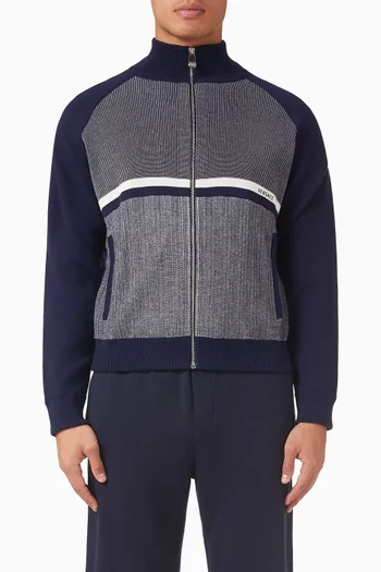 Embroidered Jacquard Zip Sweatshirt