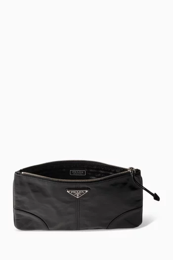 Triangle Logo Pouch in Leather